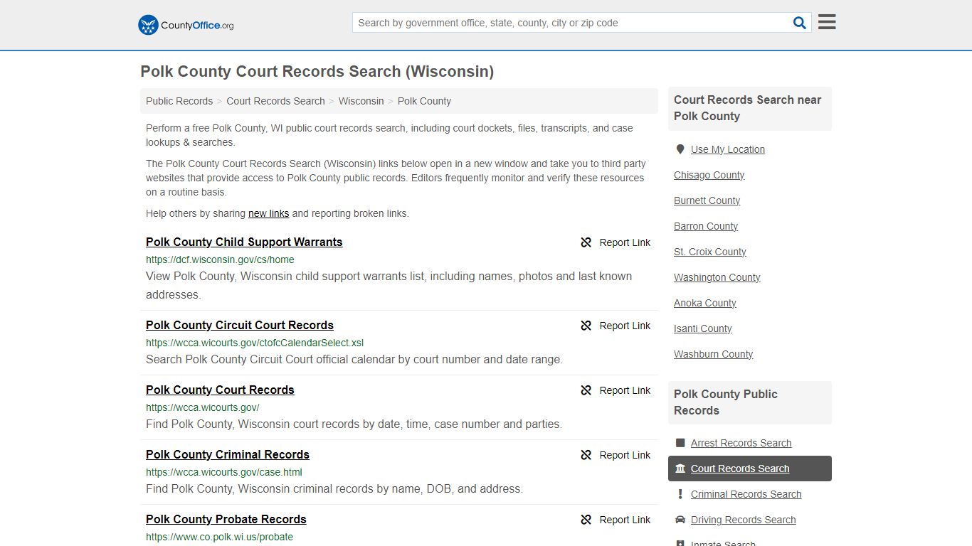 Polk County Court Records Search (Wisconsin) - County Office